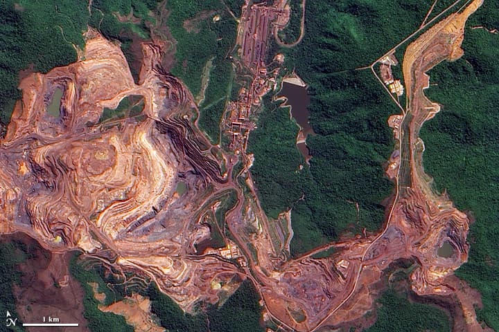 Vista aérea da mina de Carajás, onde Vale e Nokia testaram IA na borda
