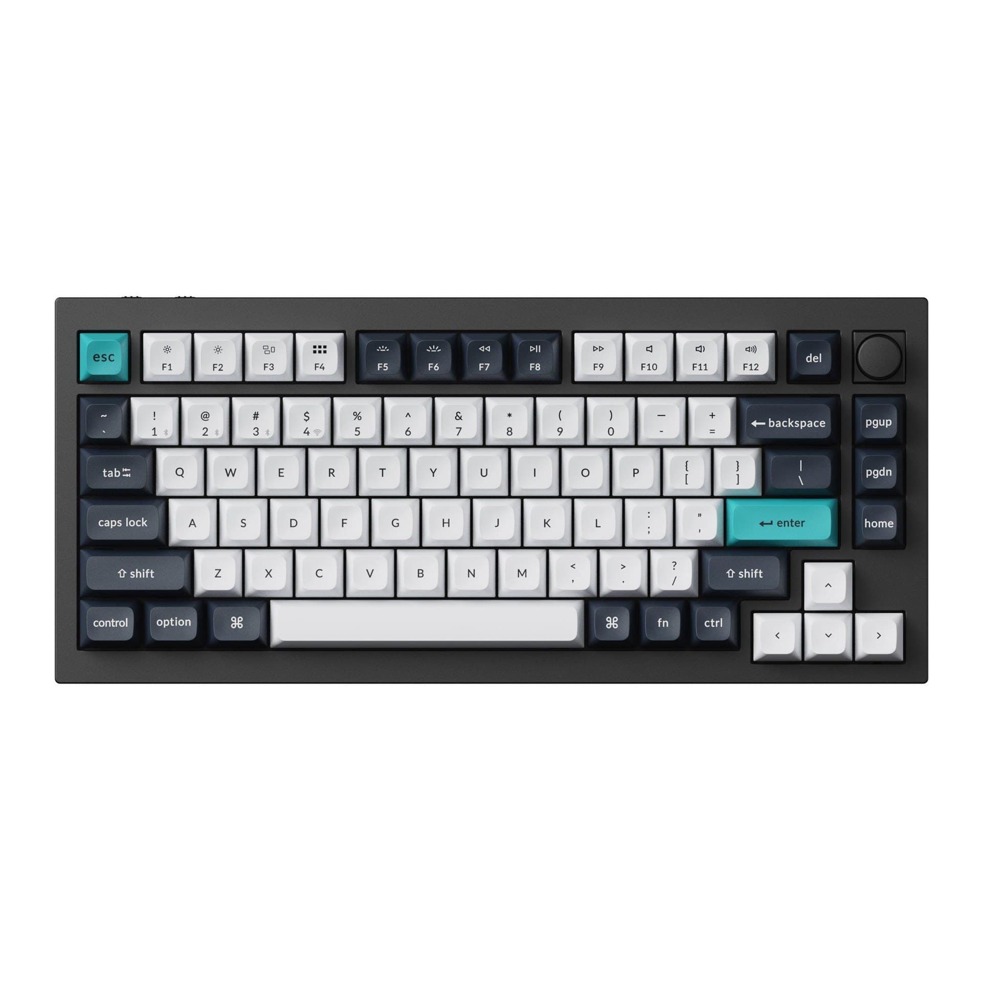 Teclado mecânico custom Keychron Q1 Max, visto de cima