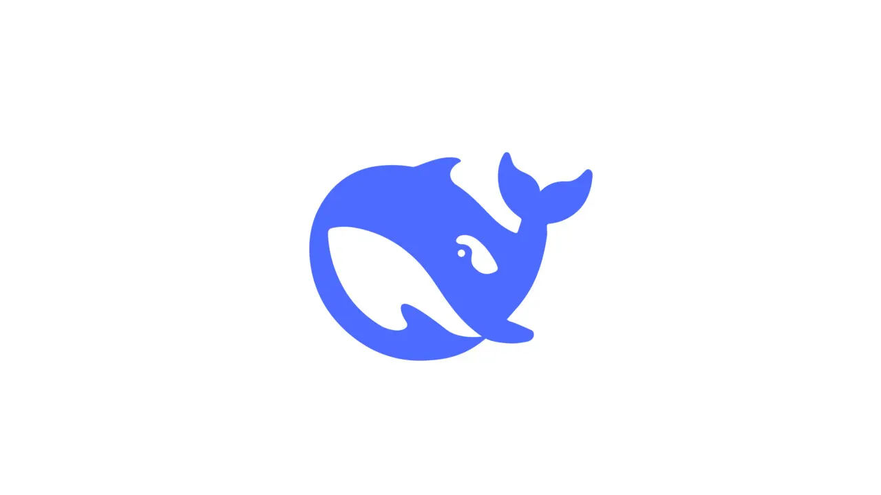 Logotipo da DeepSeek, uma baleia azul estilizada, sobre fundo branco