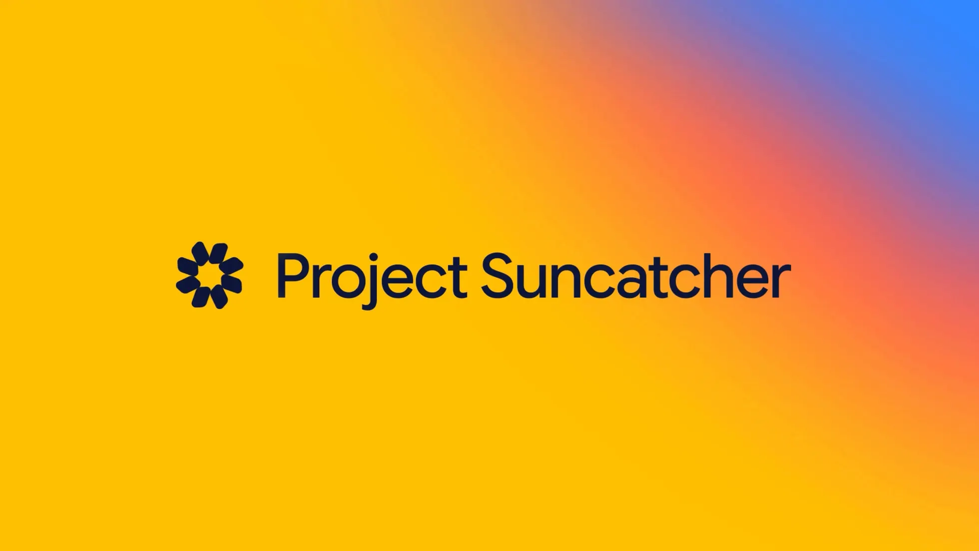 Ilustração oficial da Google: satélite do Project Suncatcher sobre a Terra, painel solar azul à esquerda e corpo retangular claro à direita, com o título Project Suncatcher