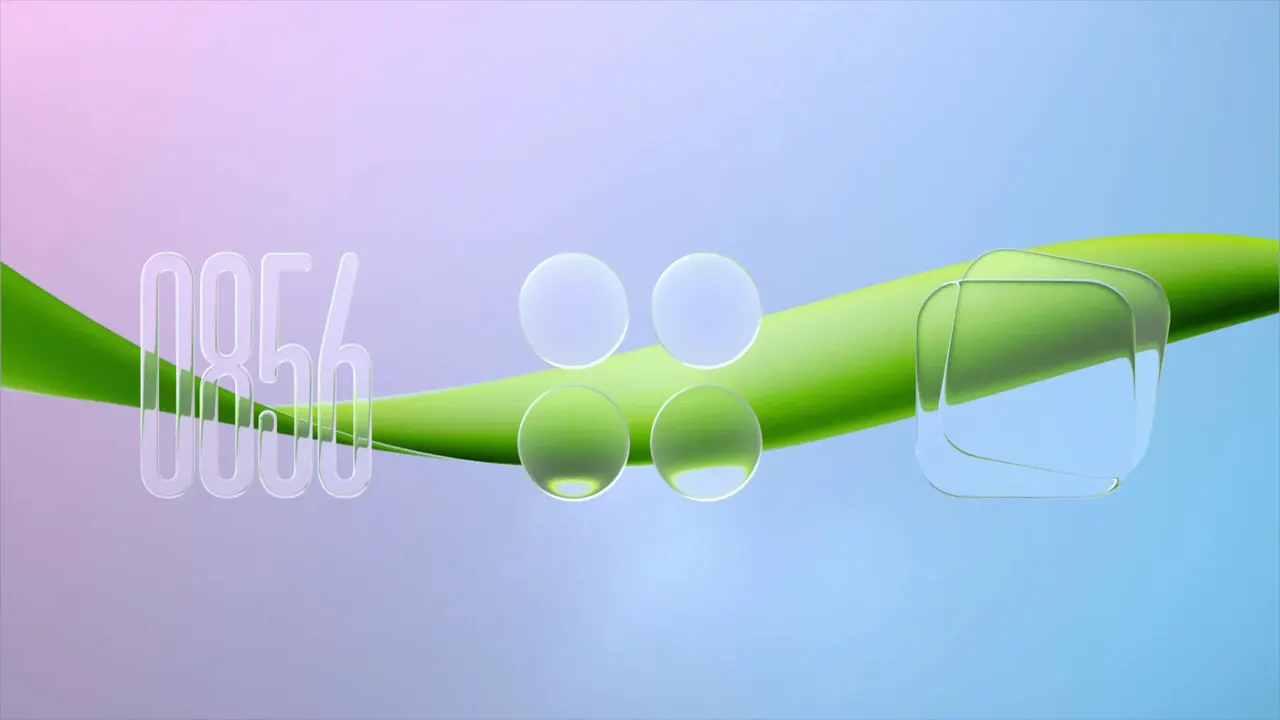 Visual com efeito de vidro da interface do HyperOS 4, sistema da Xiaomi, em imagem oficial de divulgação