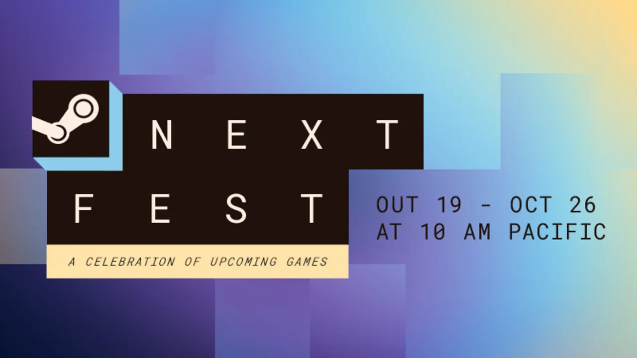 Arte oficial do Steam Next Fest de outubro de 2026, festival de demos gratuitas da Valve