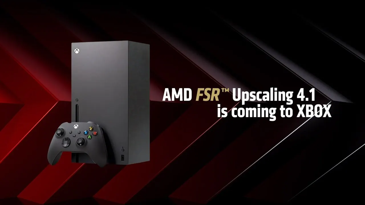 Imagem oficial da AMD anunciando a chegada do FSR Upscaling 4.1 aos consoles Xbox