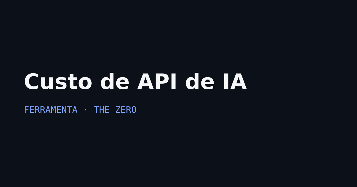 Arte com o texto Custo de API de IA e a marca The Zero sobre fundo escuro