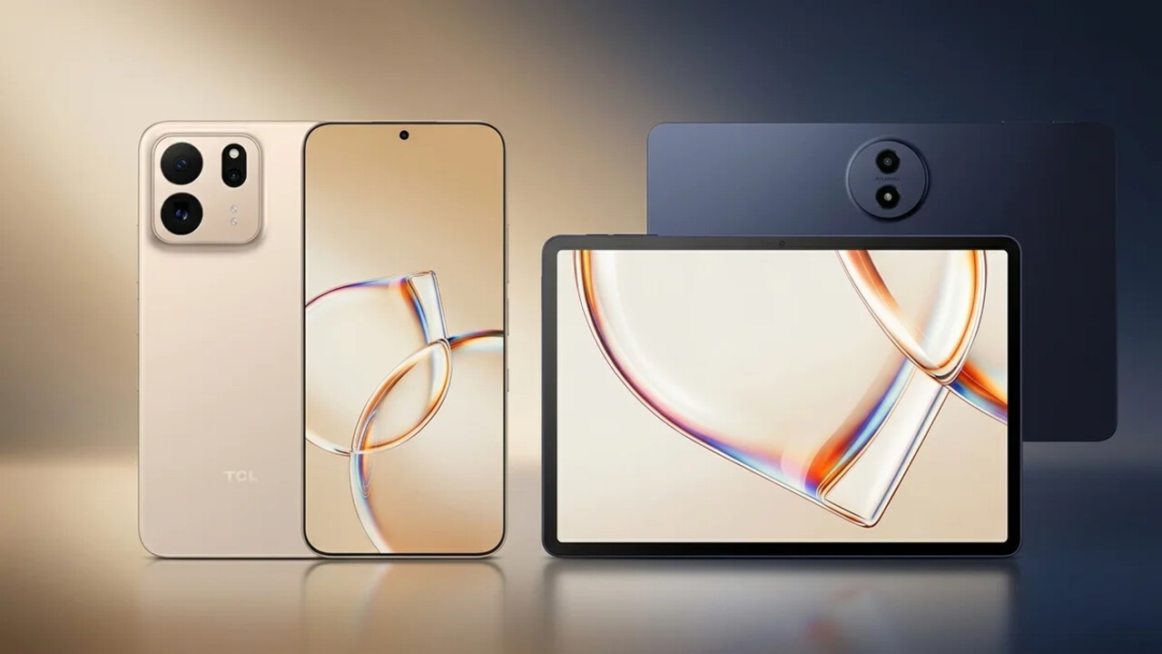 Celular TCL P80 e tablet TCL TAB A1 em imagem oficial de divulgação
